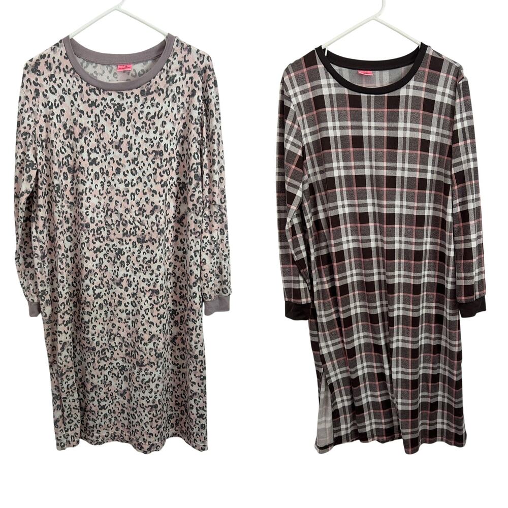 Pink Laundry Nightgown Bundle Size Medium – Leopard & Plaid Prints – Sleepwear